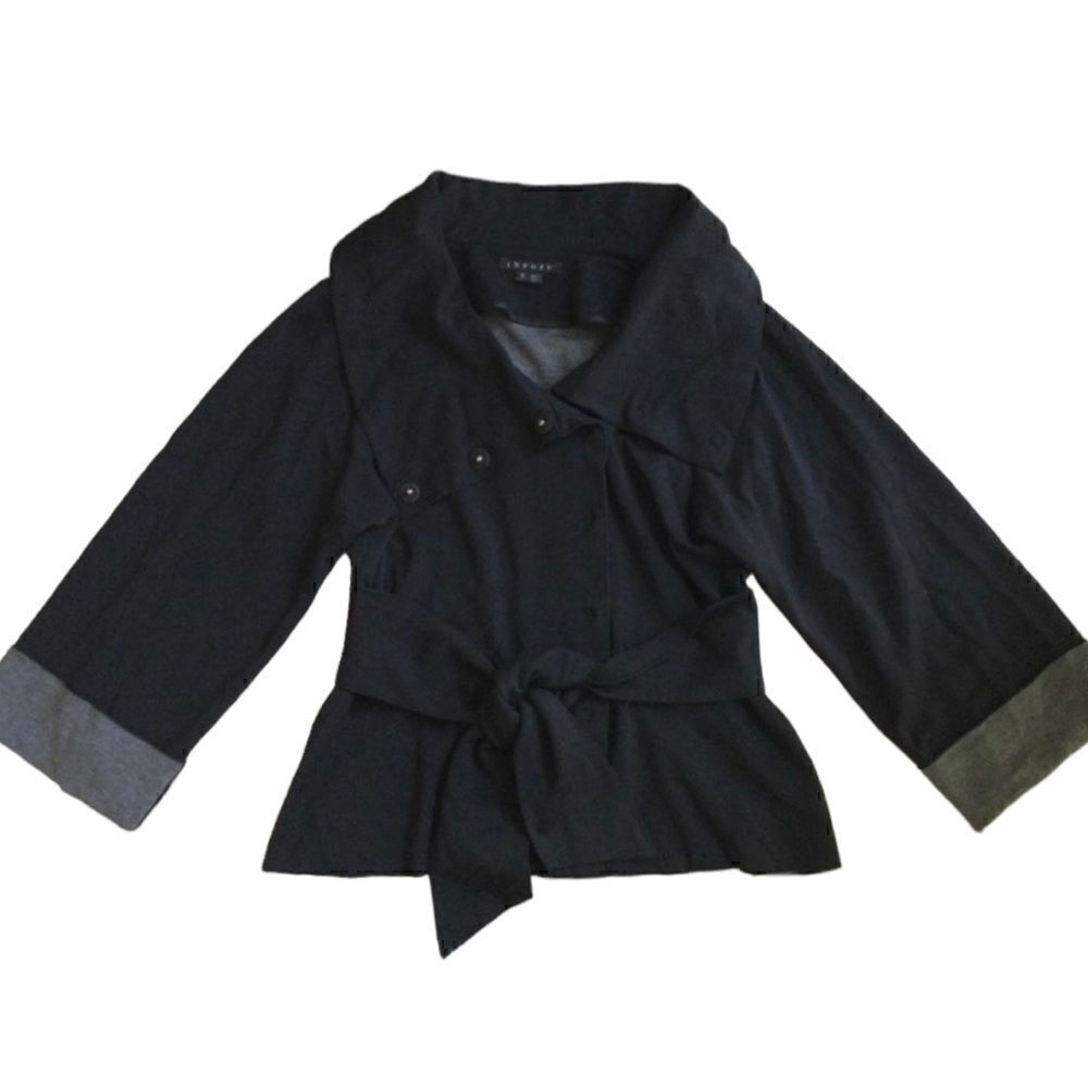 Theory Sheena Charcoal Grey Lightweight Shawl Collar Jacket